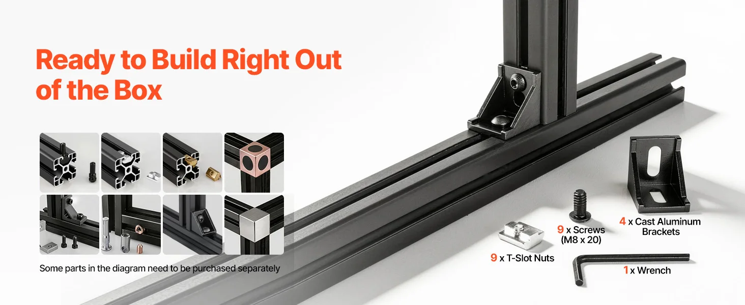 SucceBuy 2020/3030/4040/4080 Aluminum Extrusion Profile T Slot European Standard Anodized Linear Rail, High-Strength Extruded Aluminum Rail for 3D Printer Parts and CNC DIY Workbench