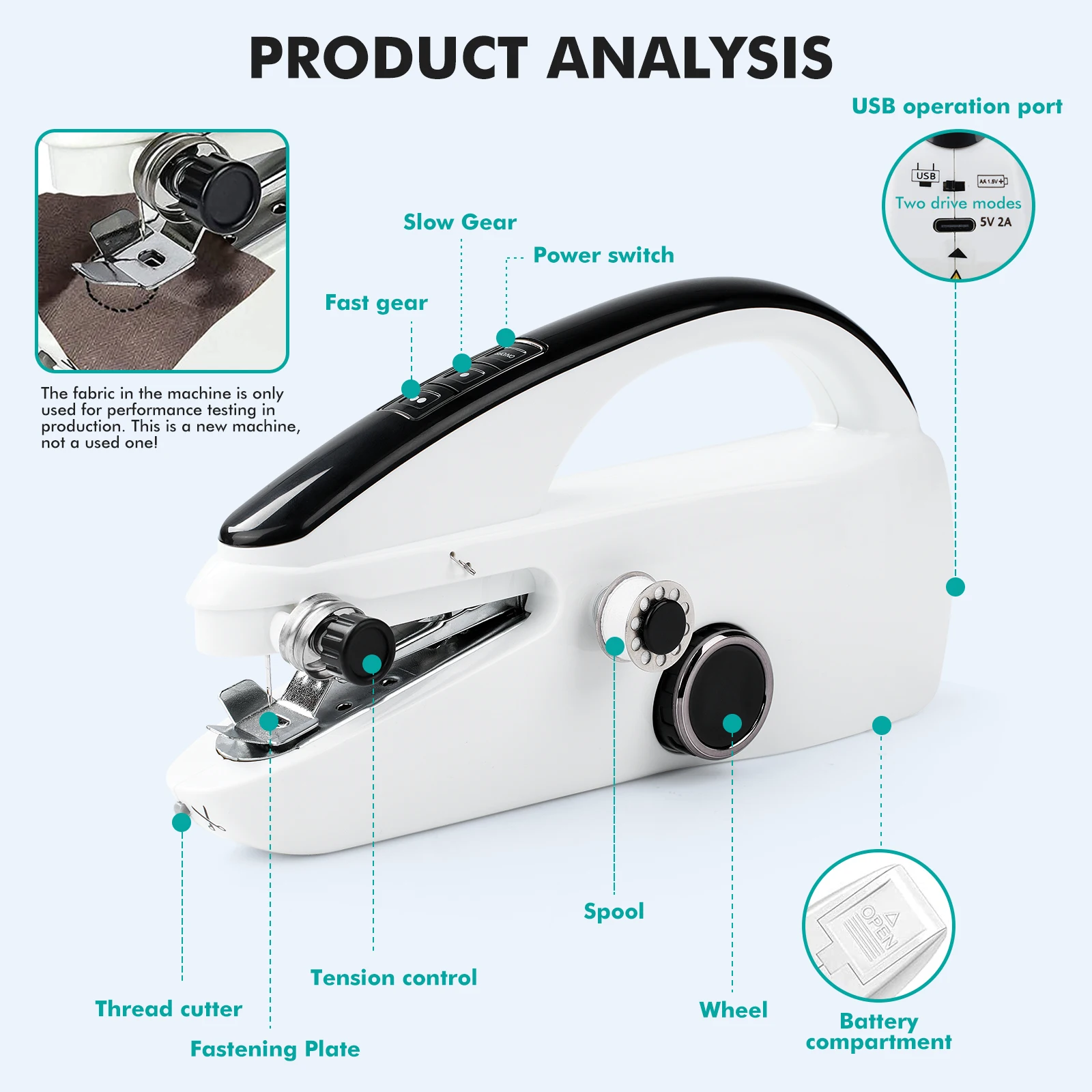 Mini Handheld Sewing Machine, Portable Electric Sewing Machine with Sewing Accessories Portable Sewing Machine Easy to use