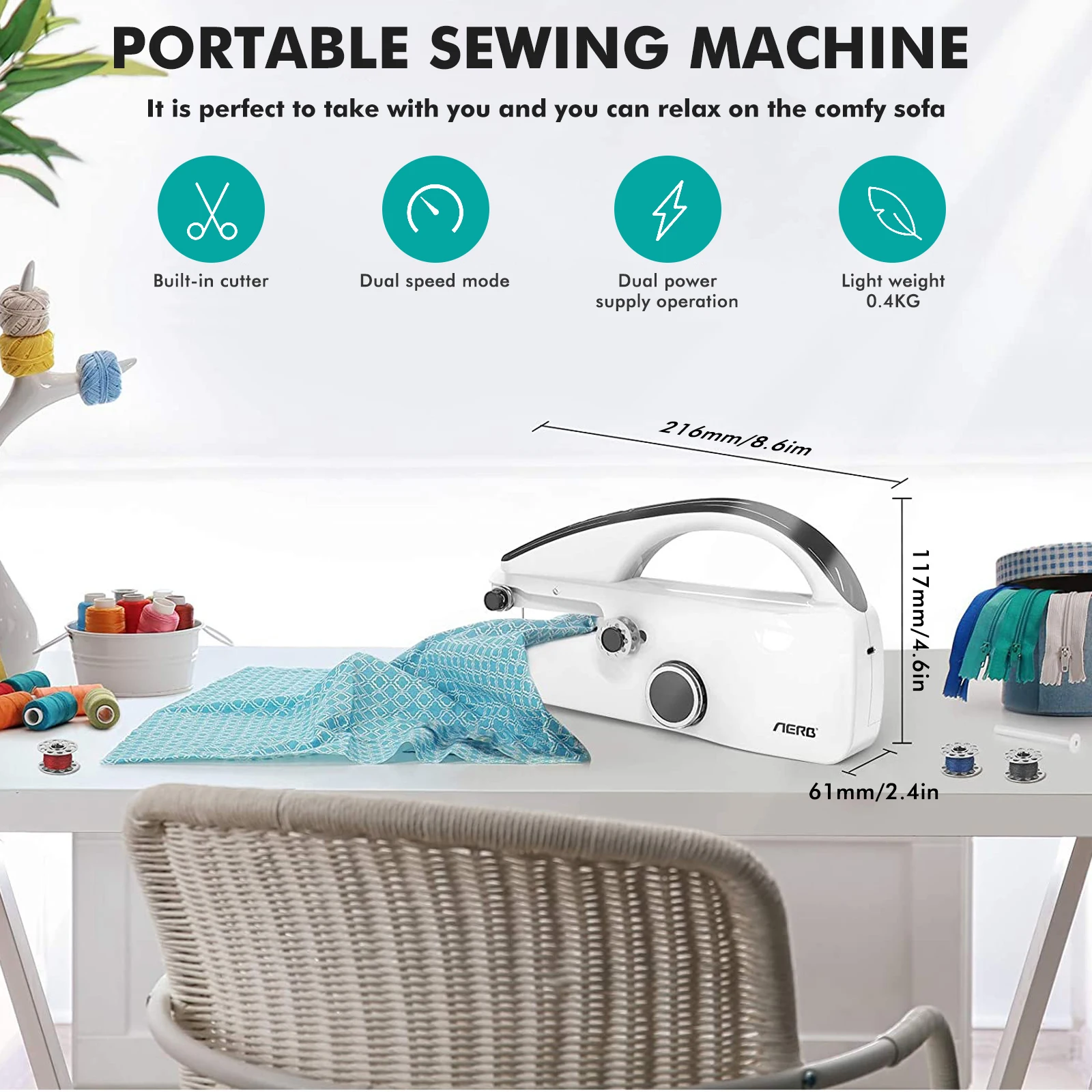 Mini Handheld Sewing Machine, Portable Electric Sewing Machine with Sewing Accessories Portable Sewing Machine Easy to use