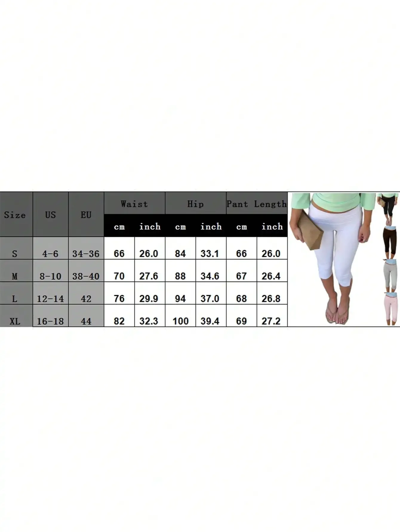 Women's Y2K Low Waist White Capri Leggings Fold Over Waistband Split Hem Solid Color Slim Fit Stretchy Cropped Leggings Buttery