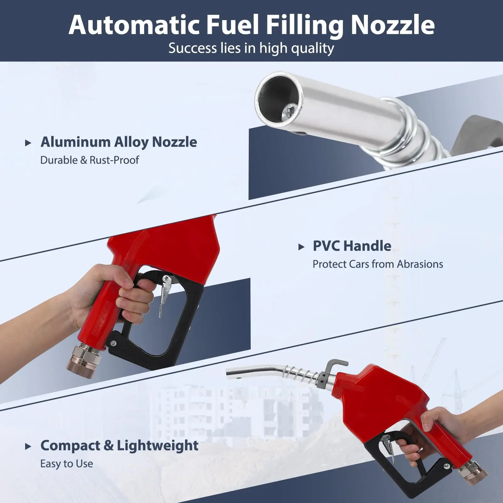Auto Shut Off Fuel Transfer Nozzle, 3/4' NPT Inlet, 13/16' Spout, 16 GPM Aluminum Pump Handle With Swivel Diesel