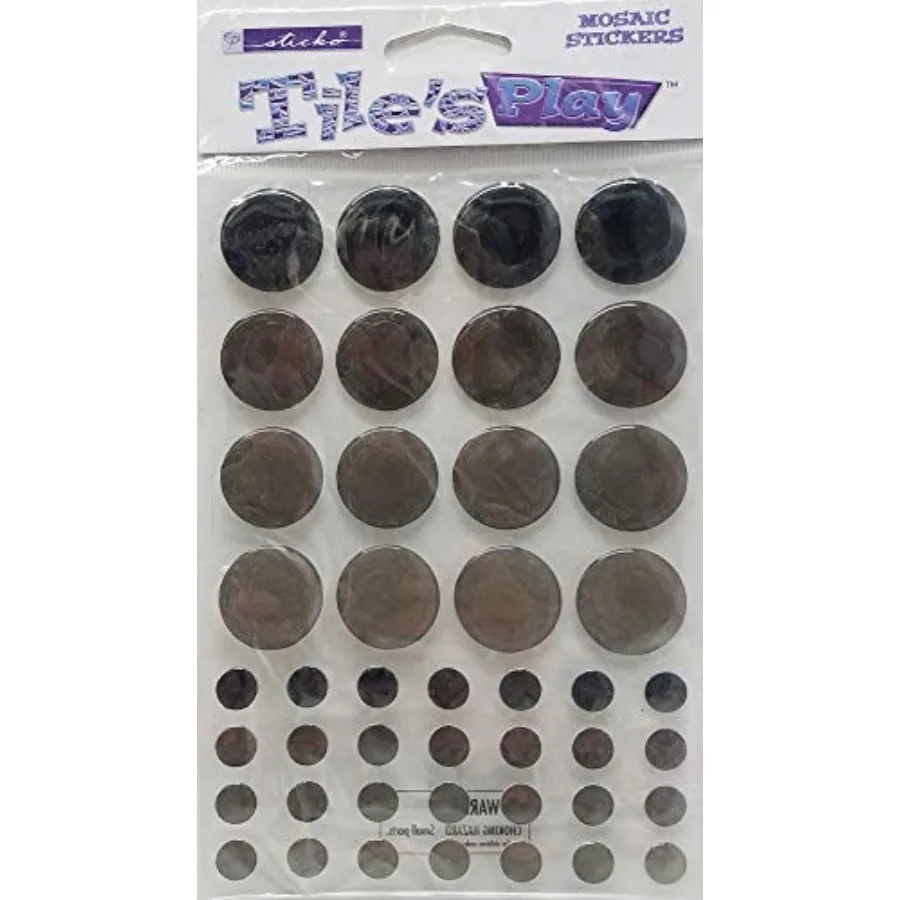 Tiles Play Stickers for Scrapbooking: Black Grey Circles, Premium Vinyl, Fade-Resistant, Easy Peel-and-Stick Application