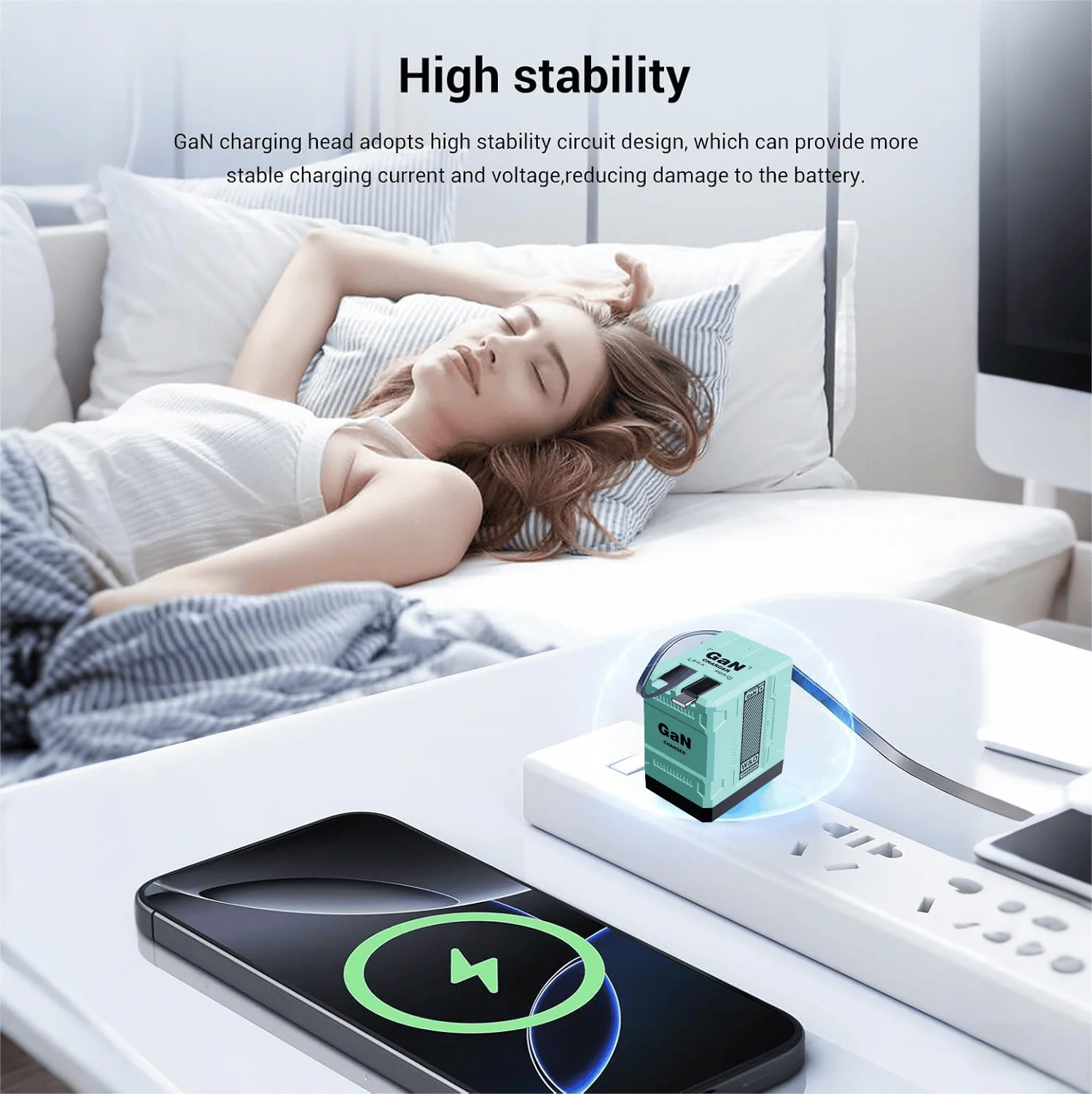 GaN 45W Fast Wall Charger with Type-C Output Port, 31.5inch/32-inch Retractable Cable, Portable Foldable Plug, Dual Port Max 65W Fast Charging, Durable And Kont-Free Design for Easy Use- Compatible with iOS 16/15/14 Pro Max, S25/S24 Ultra