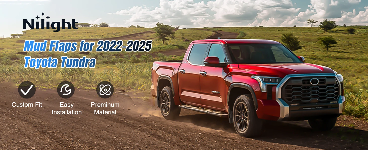 Nilight Mud Flaps for Toyota Tundra 2022 2023 2024 2025 2026, No Drilling Precision Fit Exterior Accessories Heavy-Duty Splash Guards Protection, Front & Rear Set