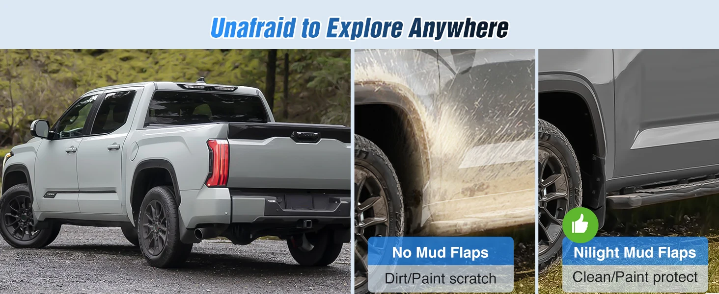 Nilight Mud Flaps for Toyota Tundra 2022 2023 2024 2025 2026, No Drilling Precision Fit Exterior Accessories Heavy-Duty Splash Guards Protection, Front & Rear Set