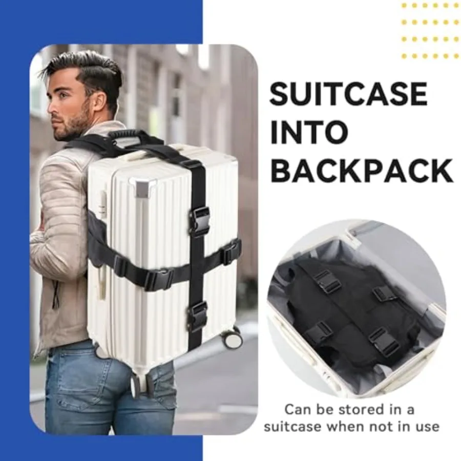 Luggage Backpack Conversion System Luggage Connector Straps Cross Shaped External Frame Backpack with Handle, Quick-Release Loc