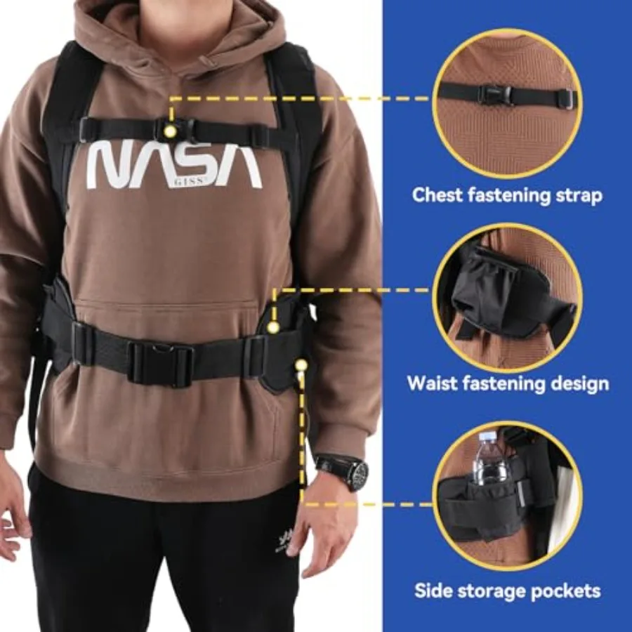 Luggage Backpack Conversion System Luggage Connector Straps Cross Shaped External Frame Backpack with Handle, Quick-Release Loc