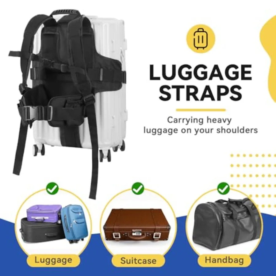 Luggage Backpack Conversion System Luggage Connector Straps Cross Shaped External Frame Backpack with Handle, Quick-Release Loc