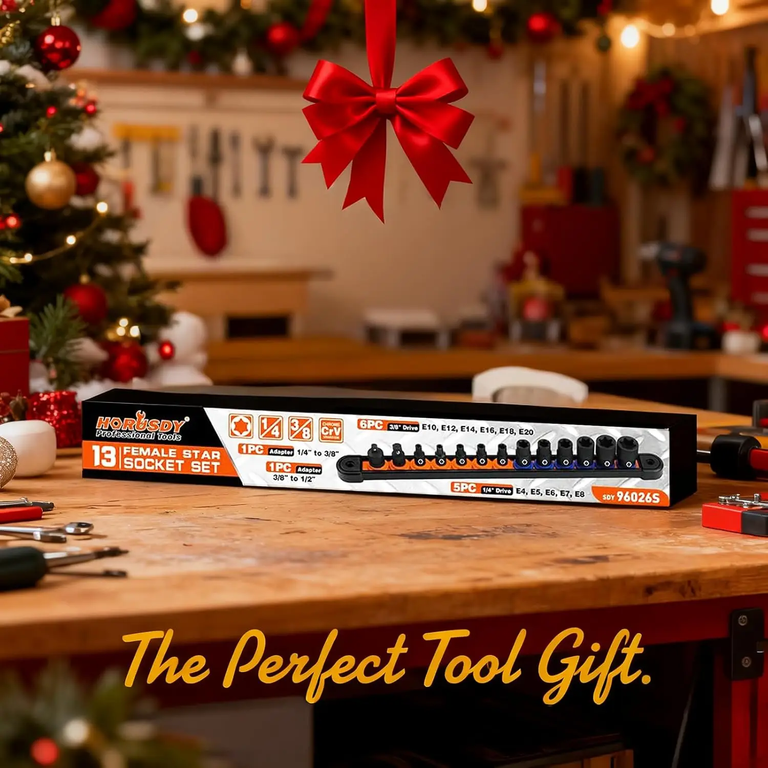 13-Piece E-Torx Socket Set With Storage Rail And Impact Adapters E4-E20