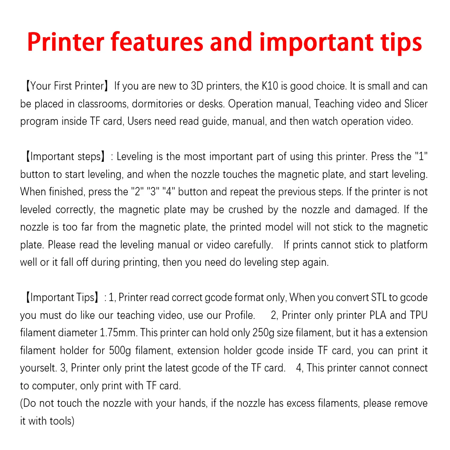 EasyThreed Entry Level Mini 3D Printer Portable Desktop 3D Printer with 100x100x100mm Build Plate Low Noise Fast Assembly for Kids Beginners Home Education DIY Printing Projects Student Use
