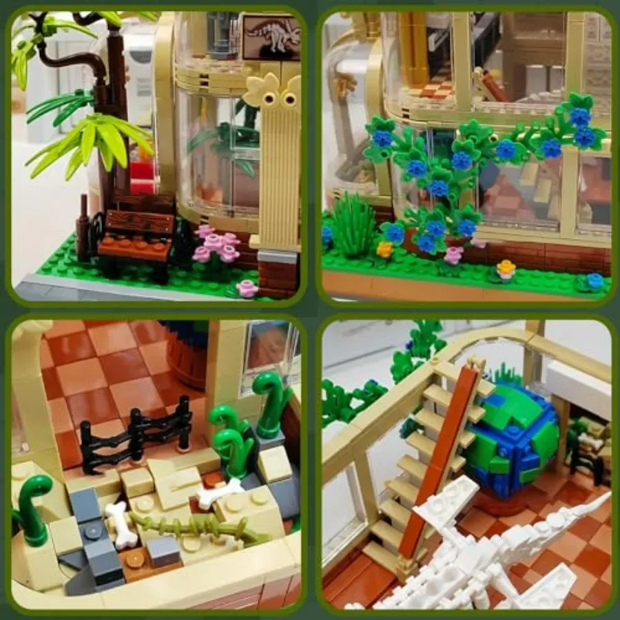 Mini Building Set for Adults Dinosaur Museum Toy with LED Light Jurassic World Dino Fossils Building Block Kit Architecture Mod