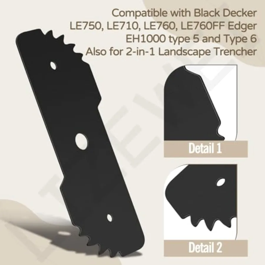 5 Pcs 7-1/2-inch Edge Hog Heavy-Duty Edger Blade Compatible with Black Decker LE750, LE710, LE760 Replace EB-007, High Temperat