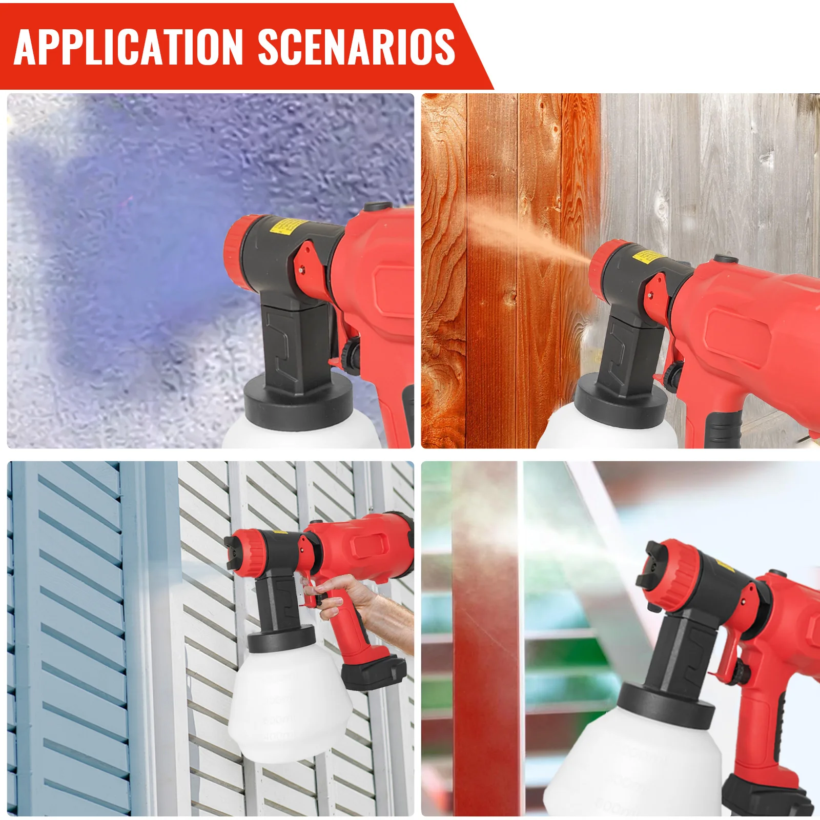 Cordless Paint Sprayer 500ml/min Max Flow – 4 Nozzles & 3 Spray Patterns, Compatible with Milwaukee 18V Battery, for DIY Home Painting, Furniture, Cabinets