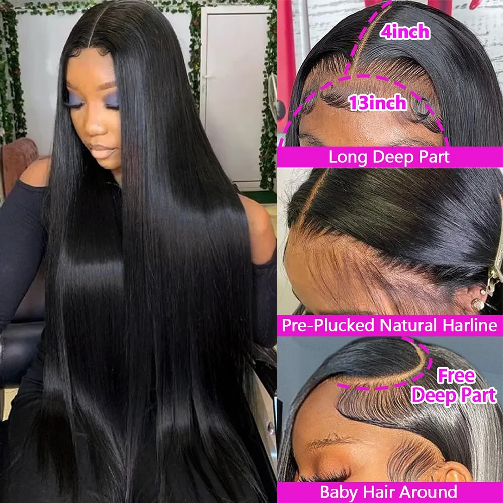 HD Transparent Lace Frontal Wig 13x4 Closure Wig Straight 13x6 Full Frontal Lace Human Hair Wigs For Black Women 40 46 Inches