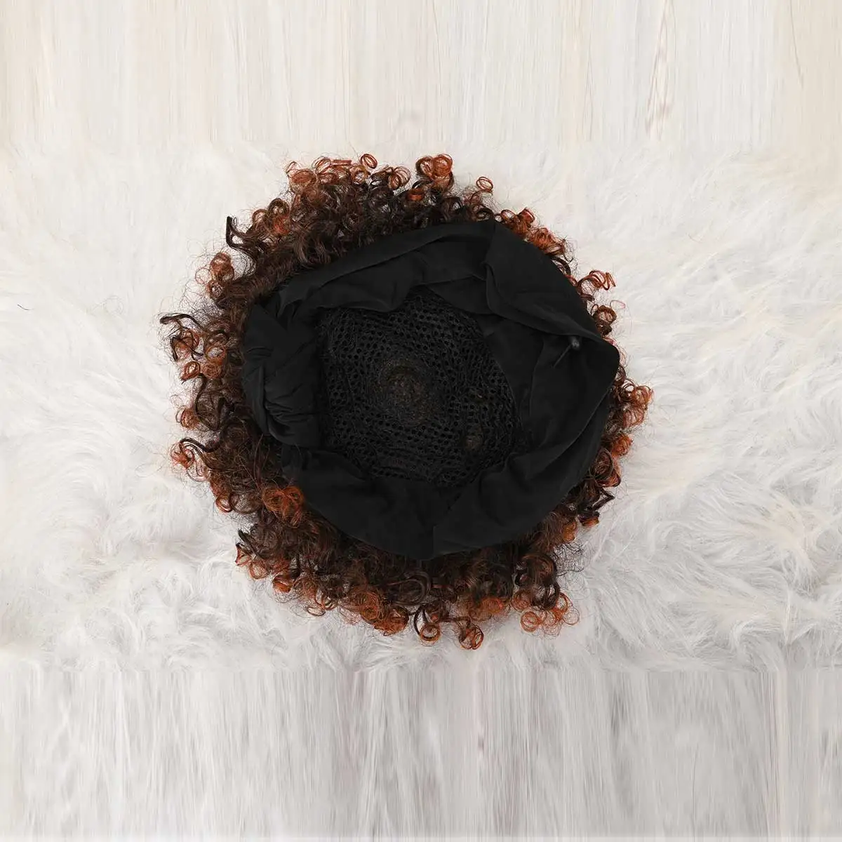 Headband Wig Curly Headband Wig With Bangs For Women Synthetic Afro Curly Hair Wig With Headband Attached Short Kinky Curly Afro High Puff With Bangs Stripes Short Red Curly Wigs with Bangs for Women, Natural Wavy Synthetic Wig, Fluffy Pixie Cut