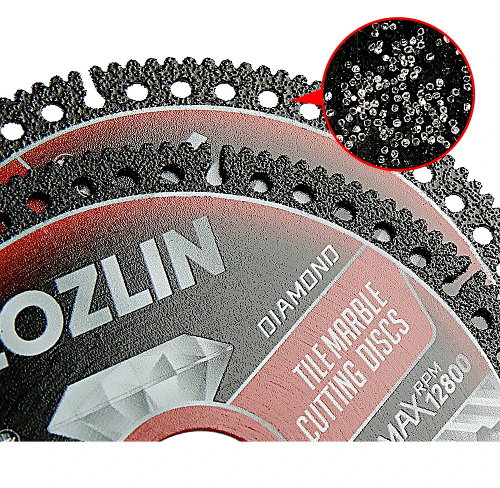 LOZLIN 4.5" 3PCS Diamond Saw Blades Super Thin Dry Cutting Disc Wear Resistant For Tile Marble Granite Ceramic Angle Grinder Masonry Construction Tool