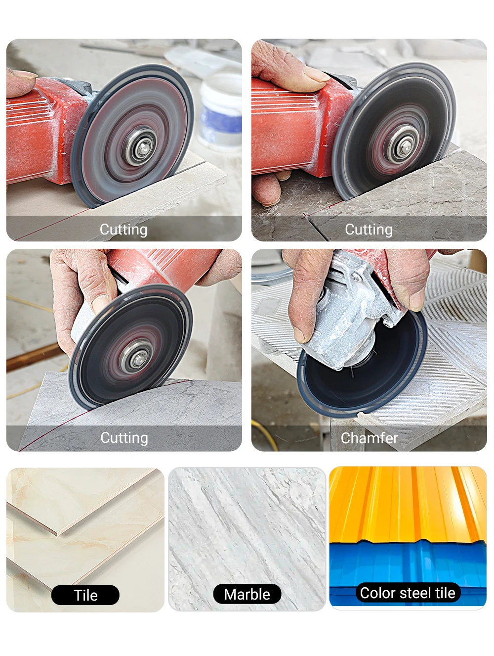 LOZLIN 4.5" 3PCS Diamond Saw Blades Super Thin Dry Cutting Disc Wear Resistant For Tile Marble Granite Ceramic Angle Grinder Masonry Construction Tool