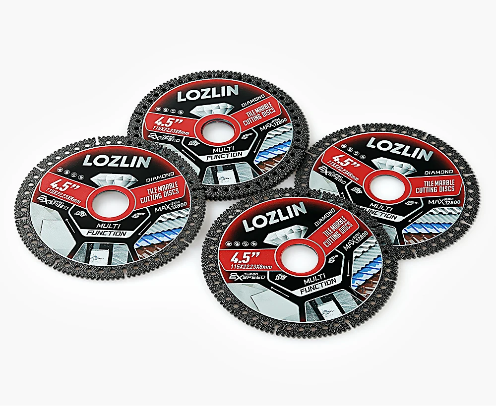 LOZLIN 4.5" 3PCS Diamond Saw Blades Super Thin Dry Cutting Disc Wear Resistant For Tile Marble Granite Ceramic Angle Grinder Masonry Construction Tool
