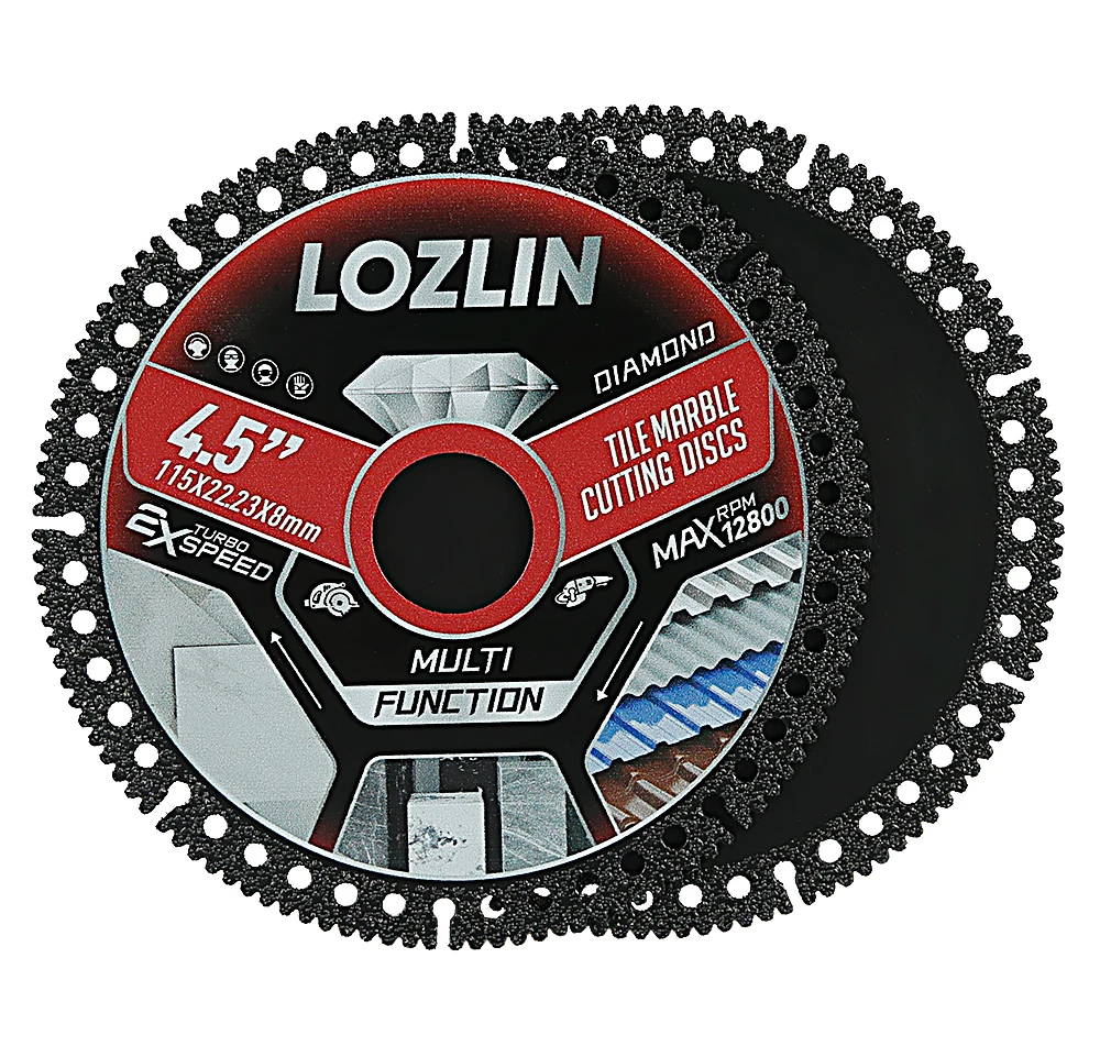 LOZLIN 4.5" 3PCS Diamond Saw Blades Super Thin Dry Cutting Disc Wear Resistant For Tile Marble Granite Ceramic Angle Grinder Masonry Construction Tool