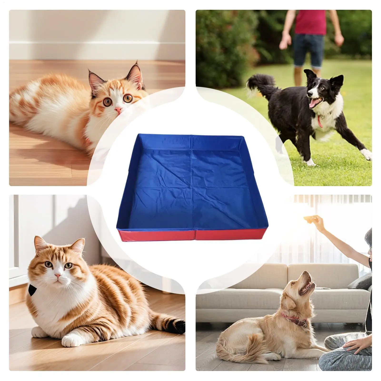 Dog Kiddie Pool PVC Square Shaped Folding Dog Bath Pool Non Inflatable Save Space small pet bathtub For Puppy Cats Pet Supplies