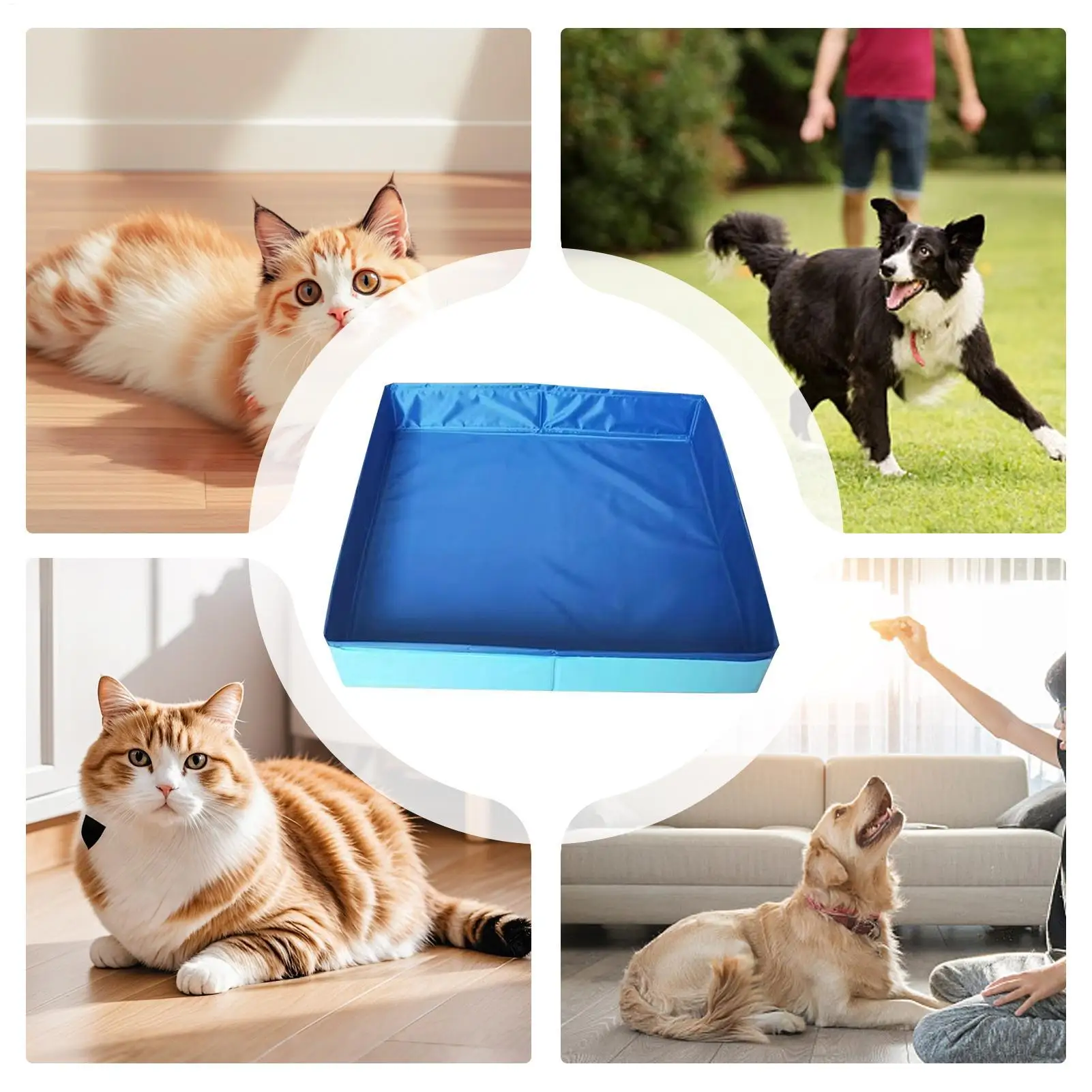 Dog Kiddie Pool PVC Square Shaped Folding Dog Bath Pool Non Inflatable Save Space small pet bathtub For Puppy Cats Pet Supplies