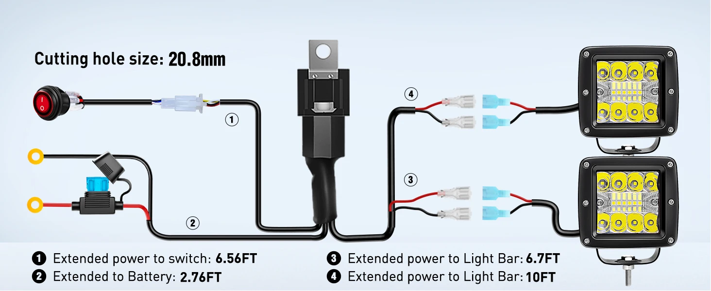 Nilight 3-Inch LED Cube Pod Lights, 42W Spot/Flood Combo Beam, 2PCS Auxiliary Driving Lights with Wiring Harness Kit, Reverse Backup Lights for Truck, Jeep, SUV, ATV, UTV