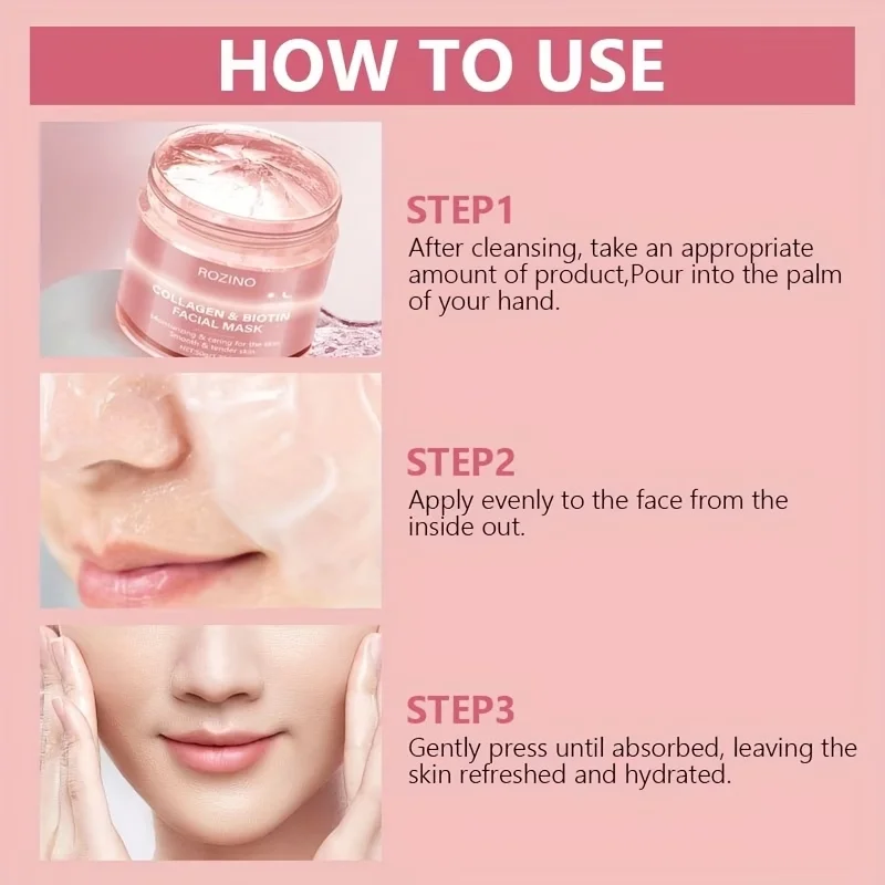 50g Biotin Collagen Day & Night Mask, Hydrates, Keeps Skin Moist And Plump, Firms Skin, Brightens Complexion, Smooths Skin, Makes Skin Look Younger. Suitable for Daily Use And Holiday Gifts, Giving Her A Beautiful Face