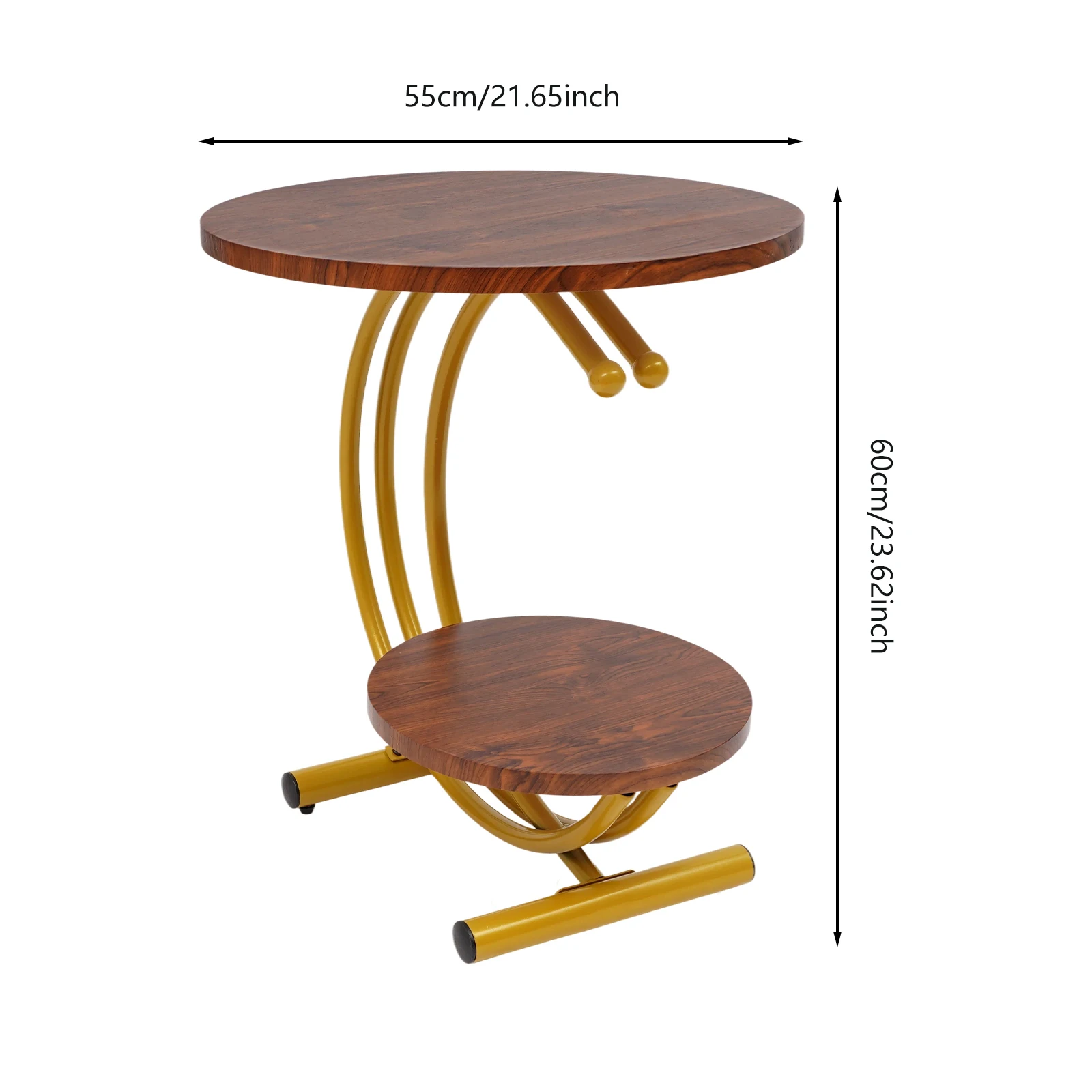2-Tier Side Table, 2-Tier Round End Table, End Table with Storage Shelf for Living Room, Bedroom
