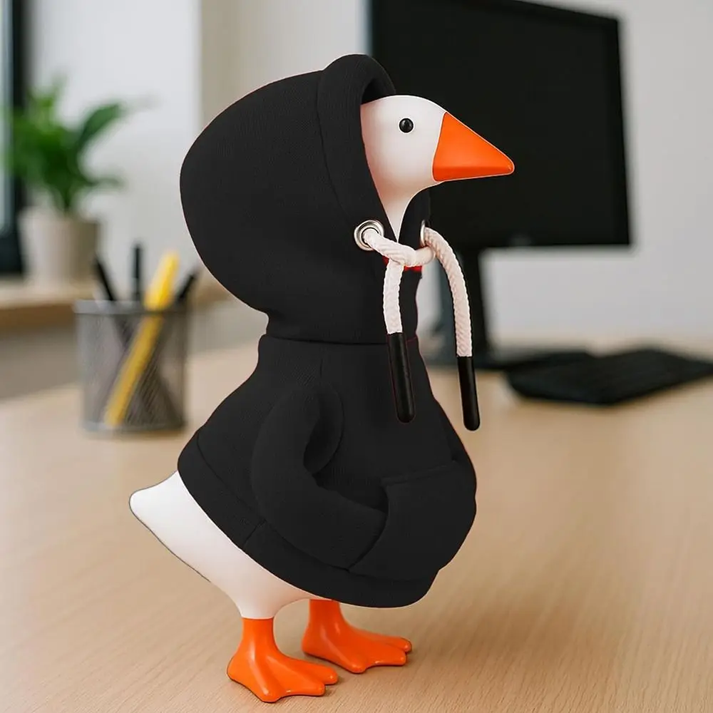 Funny 5 Inch Goose Outfits Red Hoodies Soft Solid Color Desk Goose Outfits Clothes Mini Porch Goose Hoodies for Decoration