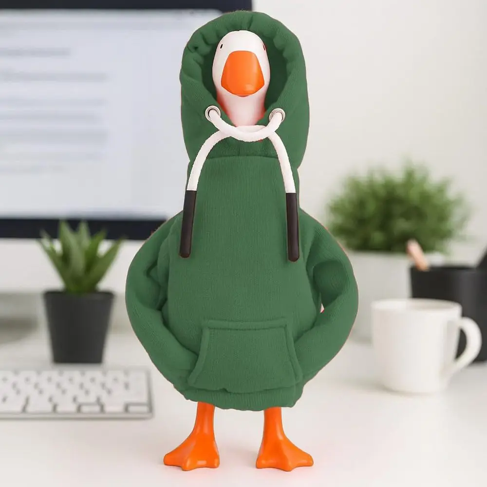 Funny 5 Inch Goose Outfits Red Hoodies Soft Solid Color Desk Goose Outfits Clothes Mini Porch Goose Hoodies for Decoration