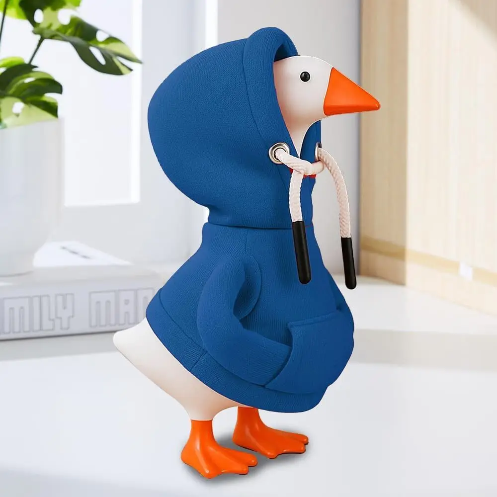 Funny 5 Inch Goose Outfits Red Hoodies Soft Solid Color Desk Goose Outfits Clothes Mini Porch Goose Hoodies for Decoration