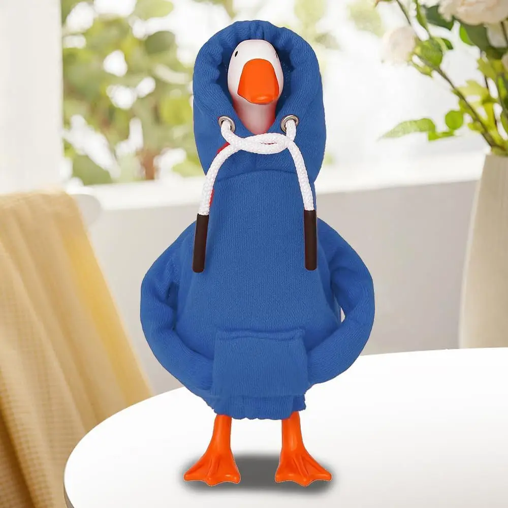 Funny 5 Inch Goose Outfits Red Hoodies Soft Solid Color Desk Goose Outfits Clothes Mini Porch Goose Hoodies for Decoration