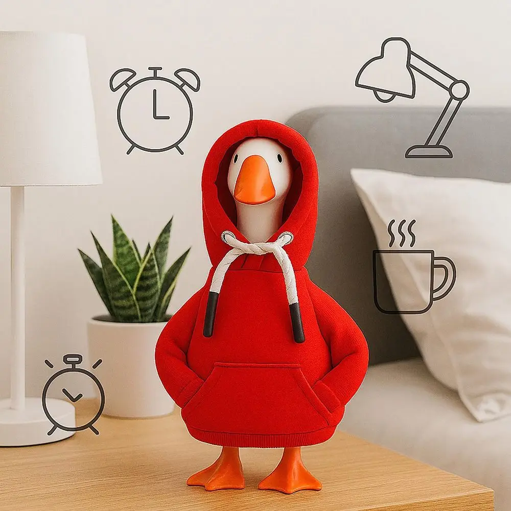 Funny 5 Inch Goose Outfits Red Hoodies Soft Solid Color Desk Goose Outfits Clothes Mini Porch Goose Hoodies for Decoration