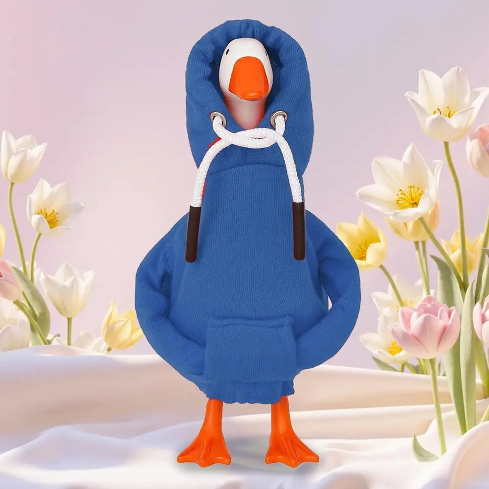 Funny 5 Inch Goose Outfits Red Hoodies Soft Solid Color Desk Goose Outfits Clothes Mini Porch Goose Hoodies for Decoration