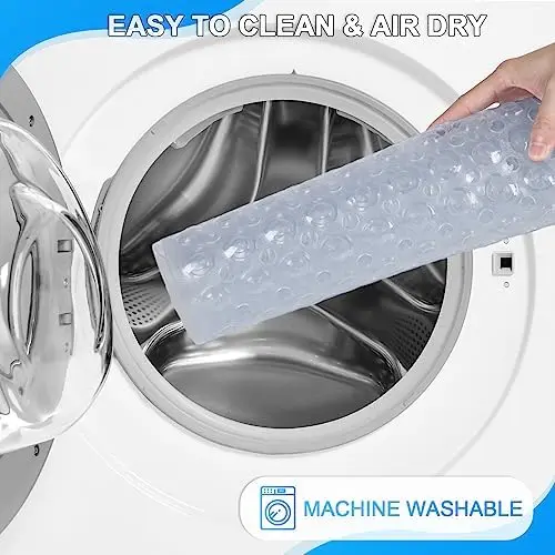 Extra Long Non Slip Bath Mat 40x16 Inch,Dense Suction Cups Secure Mat Firmly On Tub And Shower Surfaces,Well Distributed Drain Holes Speed Up Water Flow To Reduce Standing Water,Fully Machine Washable For Effortless Daily Cleaning
