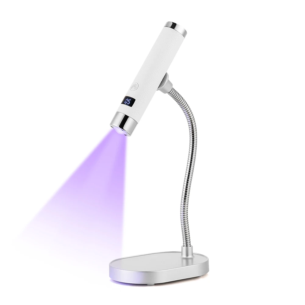 Wireless Rechargeable UV LED Nail Lamp Flexible Hose Auto Touch Sensor Dual Mode Handheld Desktop Gel Nail Curing Dryer UV LED Light Pen Portable Nail Art Salon Tool