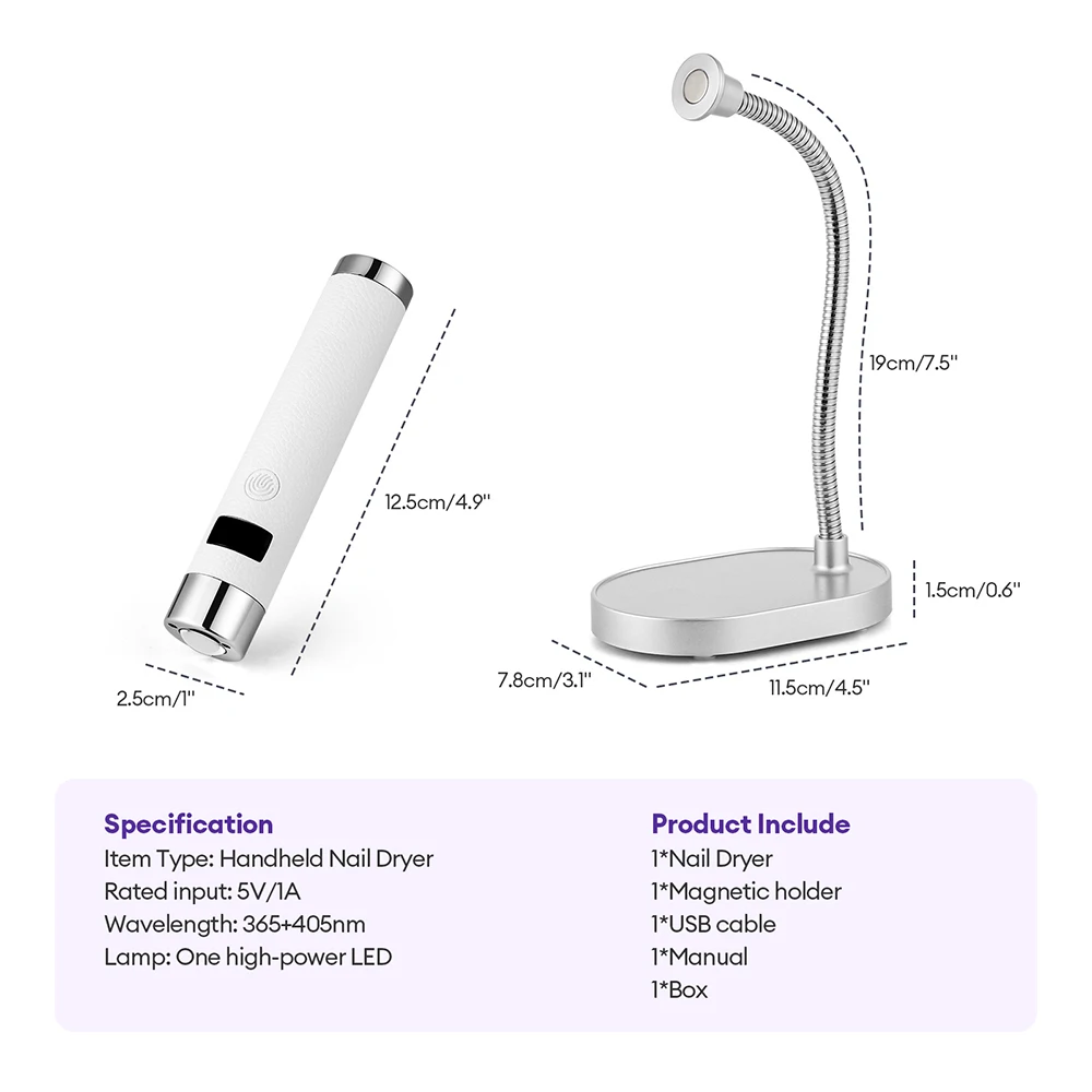 Wireless Rechargeable UV LED Nail Lamp Flexible Hose Auto Touch Sensor Dual Mode Handheld Desktop Gel Nail Curing Dryer UV LED Light Pen Portable Nail Art Salon Tool