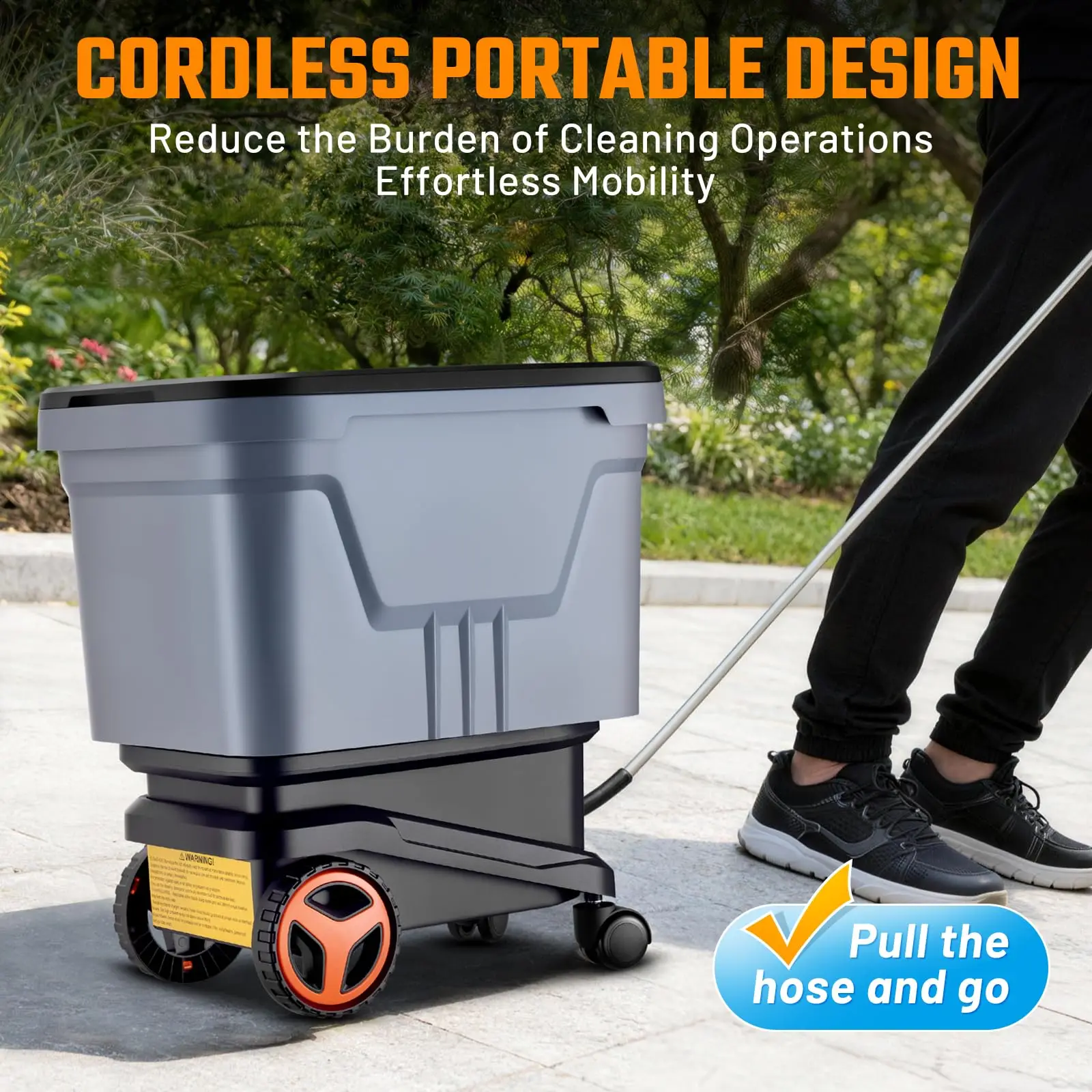 Electric High Pressure Washer, 2000PSI Cordless Pressure Washer with 3 Modes of Water Supply, 0°-180° Swivel Joint, 7.2 Gallon Tank & Wheels for Car/Fences/Driveway/Home/Patio Cleaning