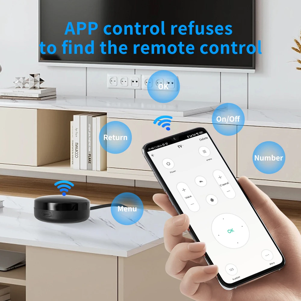 YFK Tuya WiFi Universal IR Remote Controller Smart Infrared Hub Voice Control Alexa Google Home APP Remote Control TV Air Conditioner Fan All IR Household Appliances Smart Home Automation