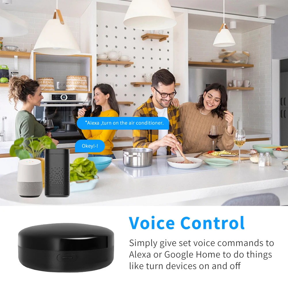 YFK Tuya WiFi Universal IR Remote Controller Smart Infrared Hub Voice Control Alexa Google Home APP Remote Control TV Air Conditioner Fan All IR Household Appliances Smart Home Automation