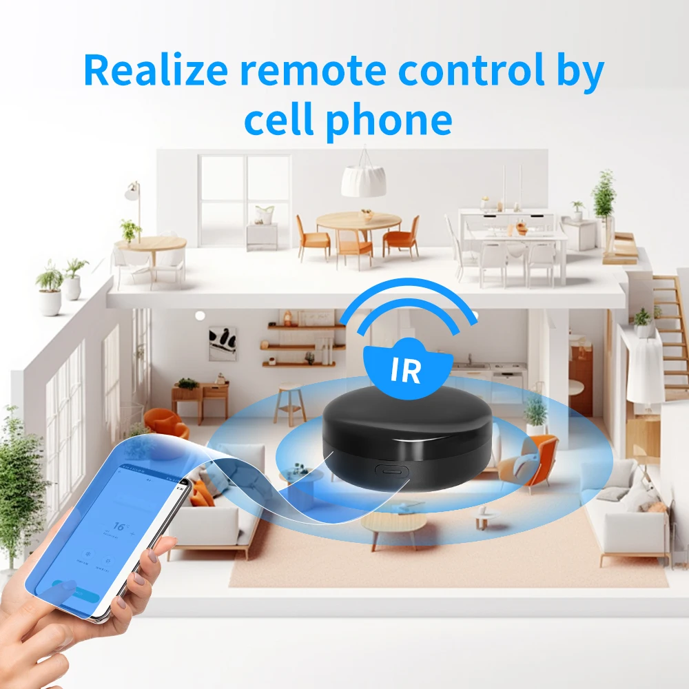 YFK Tuya WiFi Universal IR Remote Controller Smart Infrared Hub Voice Control Alexa Google Home APP Remote Control TV Air Conditioner Fan All IR Household Appliances Smart Home Automation