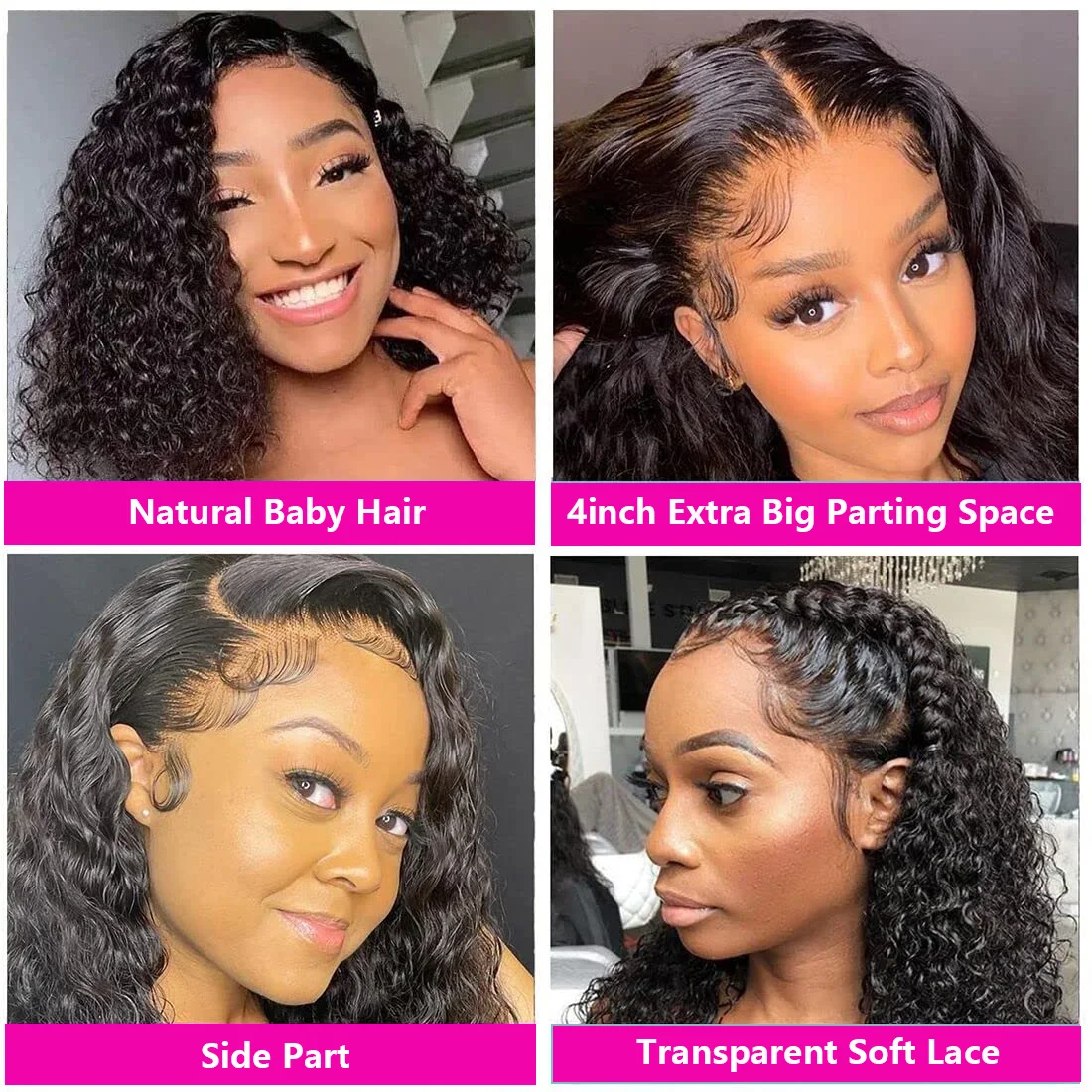 Bob Wig Human Hair 13x4 Transparent Lace Front Bob Wigs Super Double Drawn For Black Women Deep Wave Curly 100% Human Hair Wigs Pre Plucked Water Wave Bob Wigs