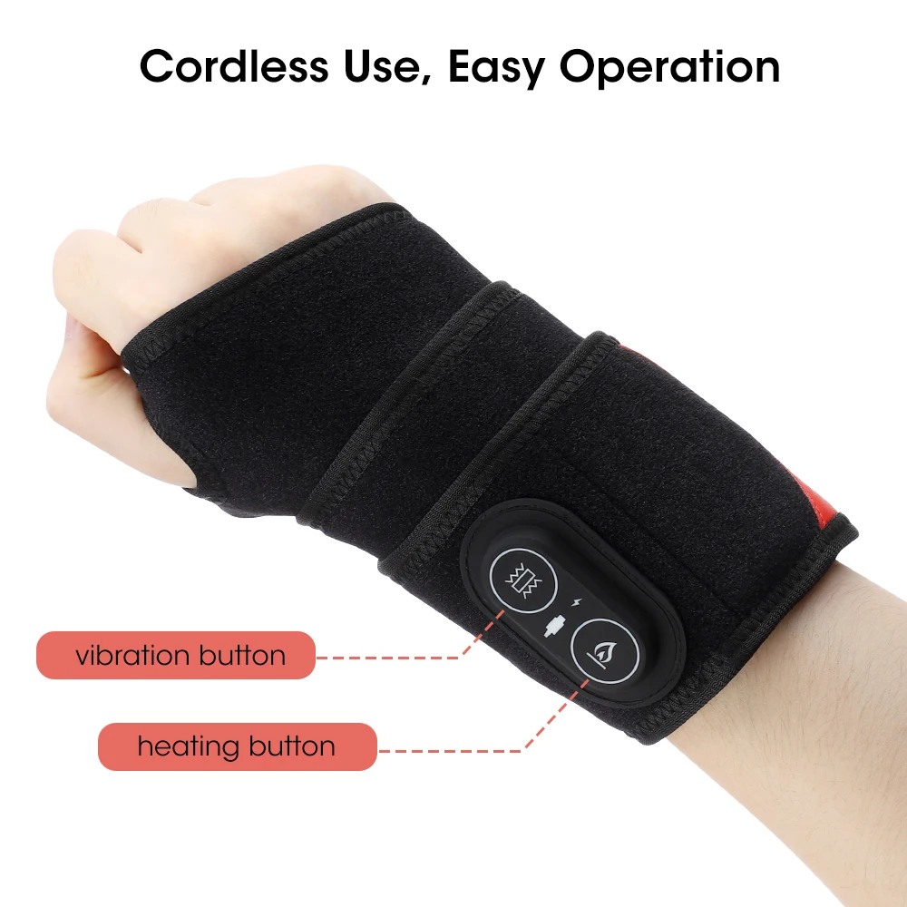 Electric Red Light Wrap Hand Wrist 660nm 850nm Heated Vibration Massager Cordless 3 Heat Knee Belt Hand Pad
