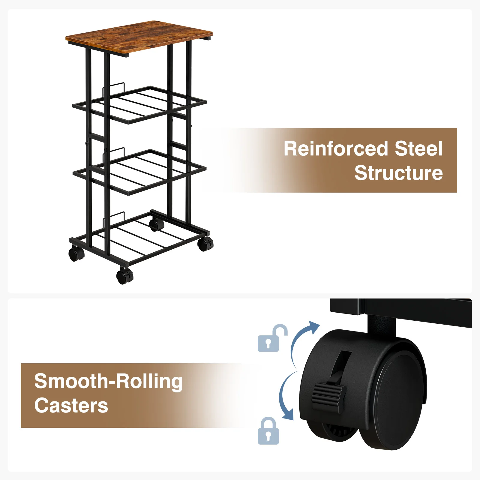 JHK 3 Drawers Dresser Storage Cabinet with Wheels Rolling Fabric Dresser Tower Storage Cabinet Organizer with Steel Frame for Closet Bedroom Entryway