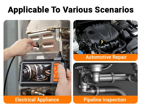 Industrial Endoscope Camera 8mm HD1080P 4.3inch IPS Screen 1080P Pipe Inspection Camera for Car Repair IP67 Waterproof 8 LEDS