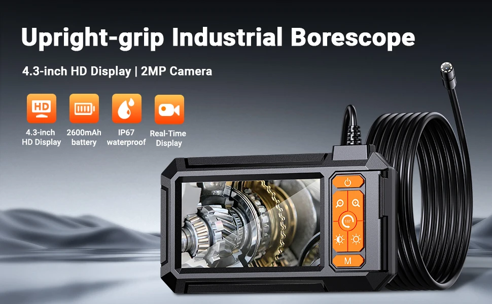 Industrial Endoscope Camera 8mm HD1080P 4.3inch IPS Screen 1080P Pipe Inspection Camera for Car Repair IP67 Waterproof 8 LEDS