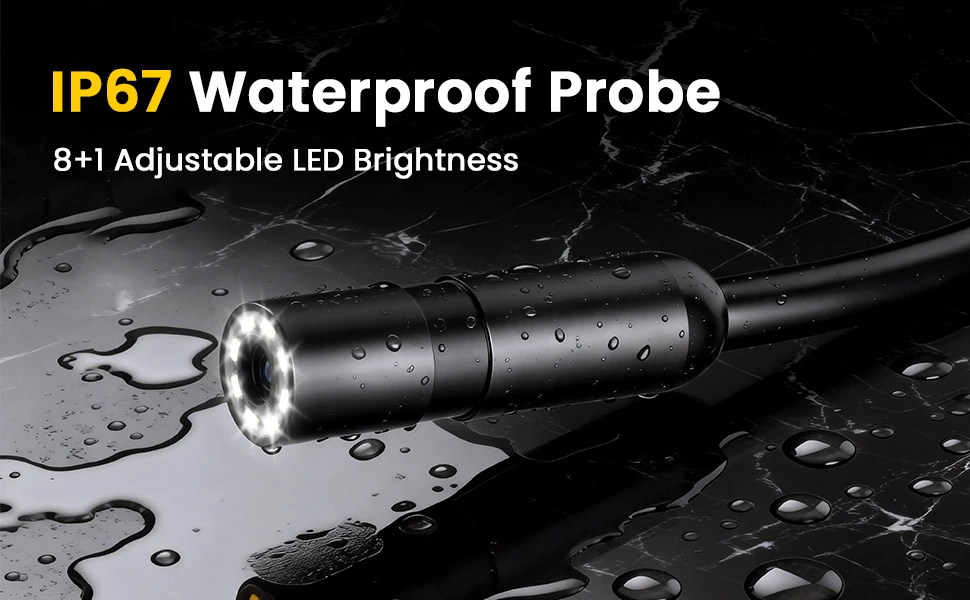Industrial Endoscope Camera 8mm HD1080P 4.3inch IPS Screen 1080P Pipe Inspection Camera for Car Repair IP67 Waterproof 8 LEDS