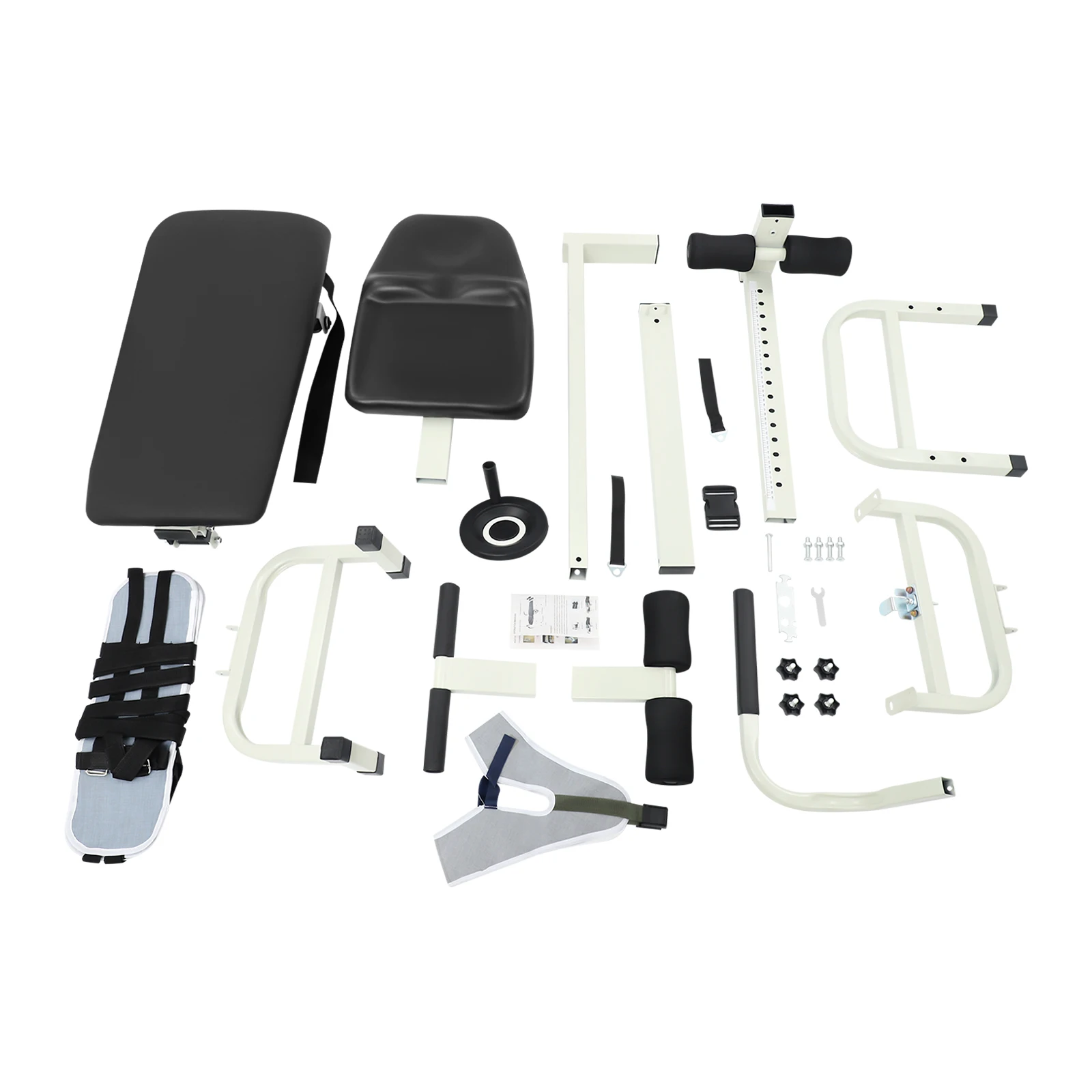 59.06-74.8in Long Back Stretch Bench,Adjustable Multifunctional Neck Stretcher Cervical Stretch Device, Handwheel Control Cervical Lumbar Traction Bed for Wellness Centers