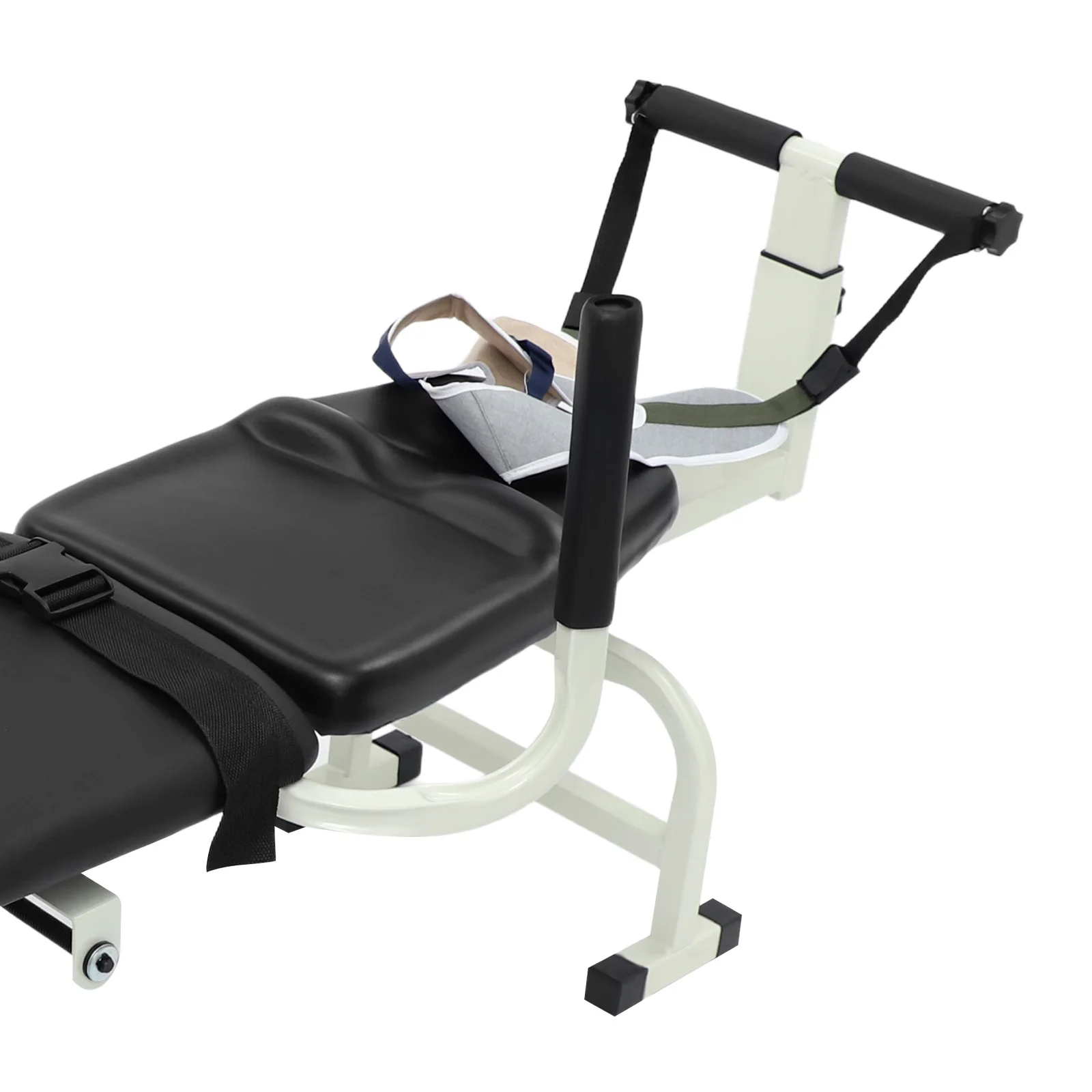 59.06-74.8in Long Back Stretch Bench,Adjustable Multifunctional Neck Stretcher Cervical Stretch Device, Handwheel Control Cervical Lumbar Traction Bed for Wellness Centers