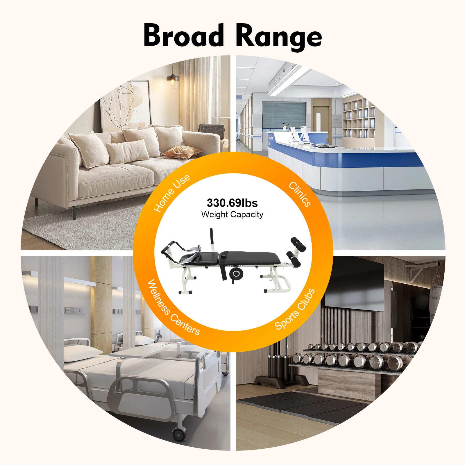 59.06-74.8in Long Back Stretch Bench,Adjustable Multifunctional Neck Stretcher Cervical Stretch Device, Handwheel Control Cervical Lumbar Traction Bed for Wellness Centers